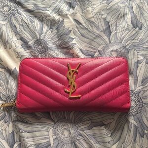 Yves Saint Laurent Fuchsia Quilted Wallet